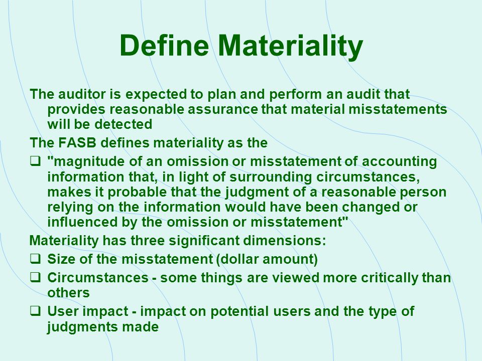 Chapter 3 Audit Planning, Types of Audit Tests, and Materiality.
